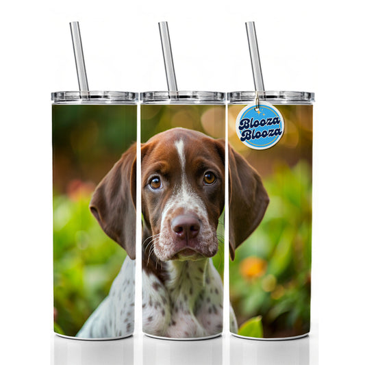 Pointer Dog Puppy Photo Skinny Tumbler 20oz with Straw Insulated Water Bottle Gift