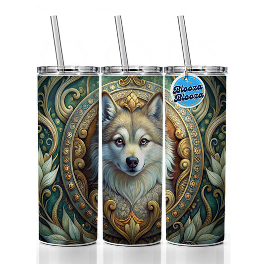 Pomsky Dog Art Nouveau Skinny Tumbler 20oz with Straw Insulated Water Bottle Gift