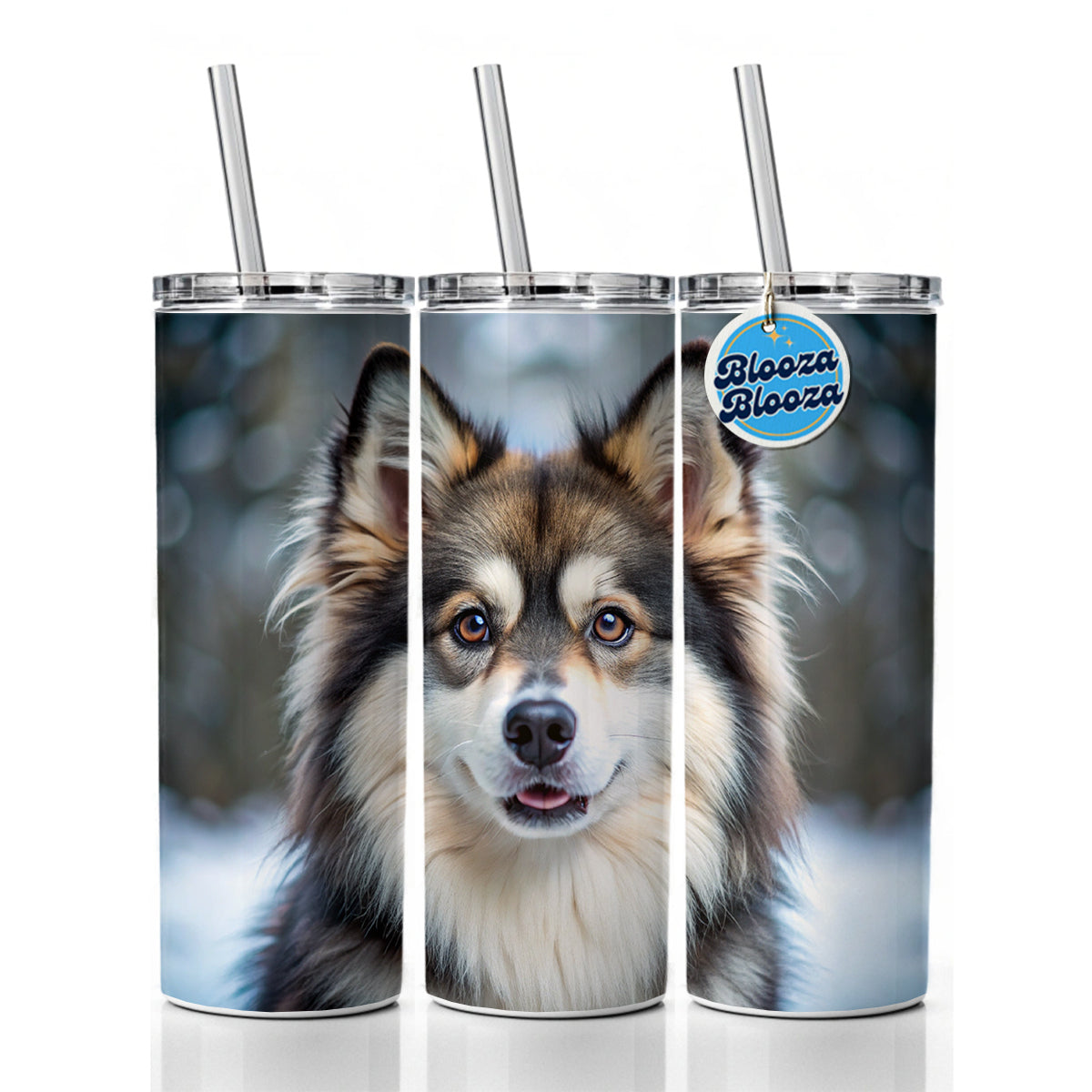 Pomsky Dog Photo Skinny Tumbler 20oz with Straw Insulated Water Bottle Gift