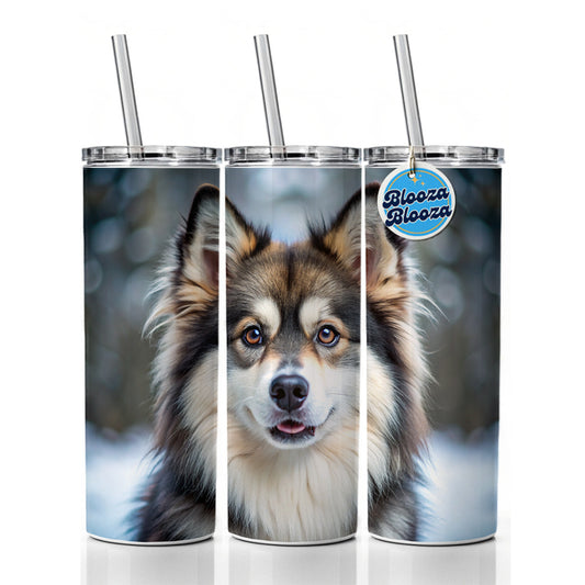 Pomsky Dog Photo Skinny Tumbler 20oz with Straw Insulated Water Bottle Gift