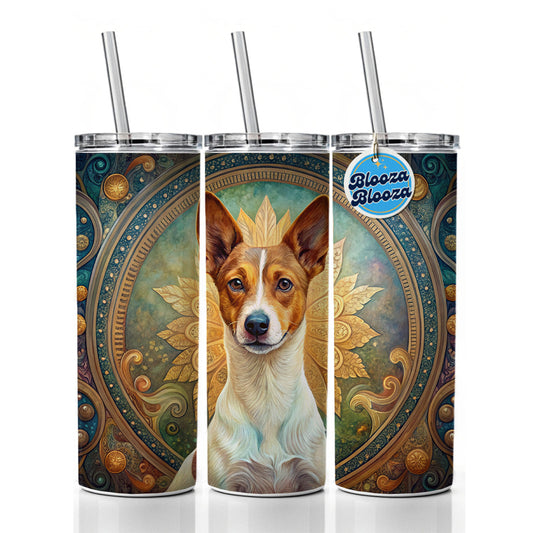 Portuguese Podengo Pequeno Dog Art Nouveau Skinny Tumbler 20oz with Straw Insulated Water Bottle Gift