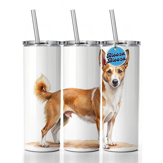 Portuguese Podengo Pequeno Dog Watercolor Style Skinny Tumbler 20oz with Straw Insulated Water Bottle Gift