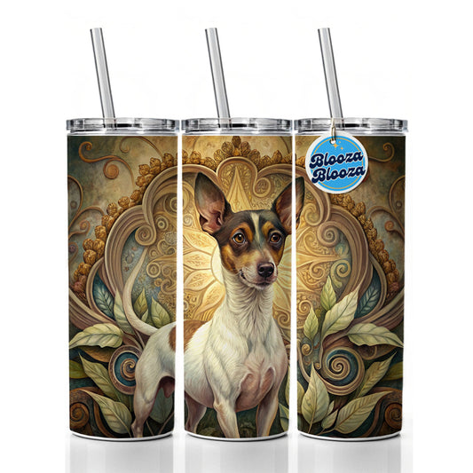 Rat Terrier Dog Art Nouveau Skinny Tumbler 20oz with Straw Insulated Water Bottle Gift
