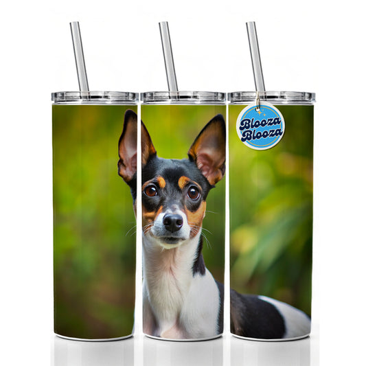 Rat Terrier Dog Photo Skinny Tumbler 20oz with Straw Insulated Water Bottle Gift