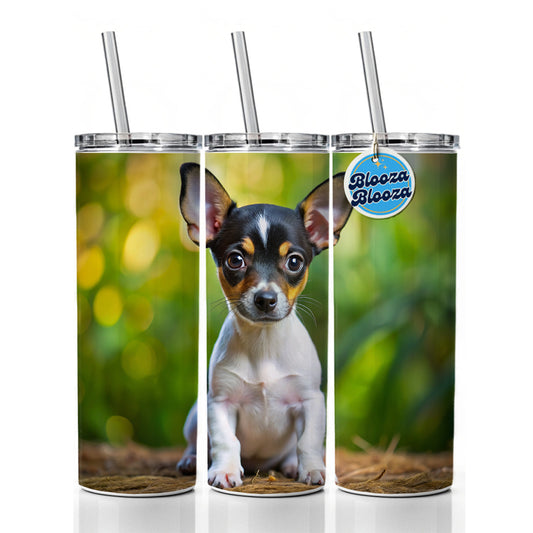 Rat Terrier Dog Puppy Photo Skinny Tumbler 20oz with Straw Insulated Water Bottle Gift