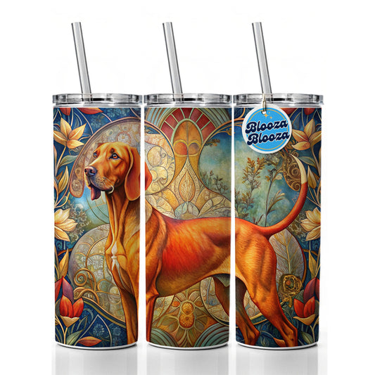 Redbone Coonhound Dog Art Nouveau Skinny Tumbler 20oz with Straw Insulated Water Bottle Gift