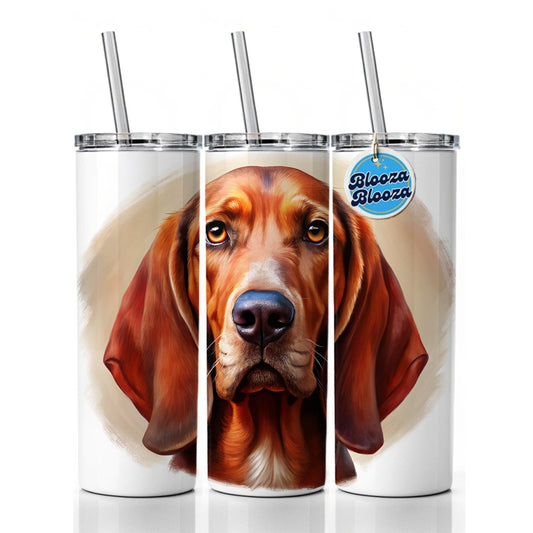 Redbone Coonhound Dog Illustration Skinny Tumbler 20oz with Straw Insulated Water Bottle Gift
