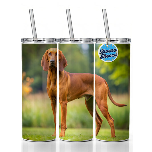 Redbone Coonhound Dog Photo Skinny Tumbler 20oz with Straw Insulated Water Bottle Gift