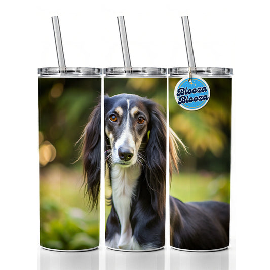 Saluki Dog Photo Skinny Tumbler 20oz with Straw Insulated Water Bottle Gift