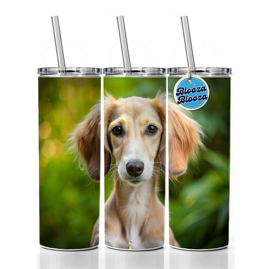 Saluki Dog Puppy Photo Skinny Tumbler 20oz with Straw Insulated Water Bottle Gift