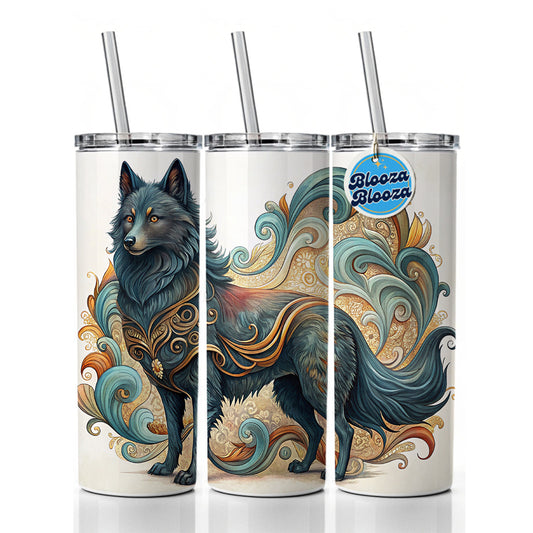 Schipperke Dog Art Nouveau Skinny Tumbler 20oz with Straw Insulated Water Bottle Gift