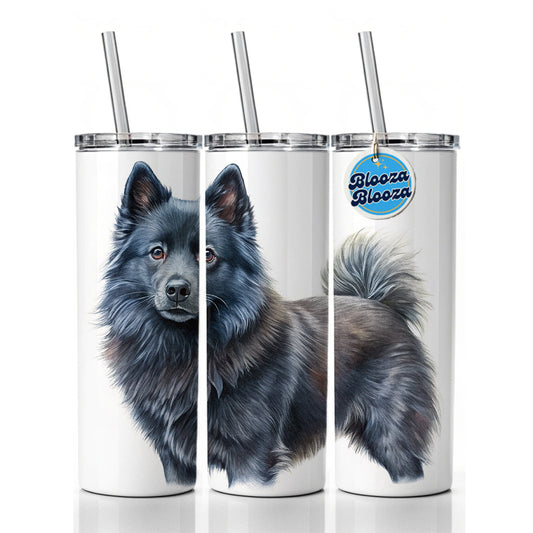 Schipperke Dog Illustration Skinny Tumbler 20oz with Straw Insulated Water Bottle Gift