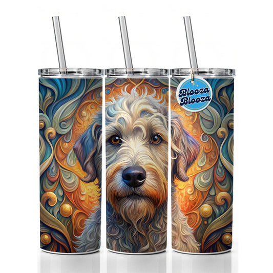 Schnoodle Dog Art Nouveau Skinny Tumbler 20oz with Straw Insulated Water Bottle Gift