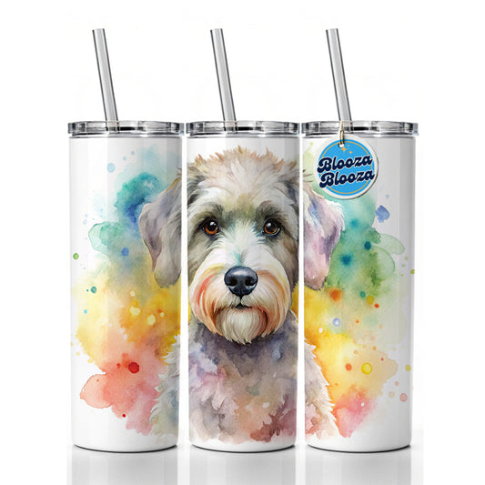 Schnoodle Dog Watercolor Style Skinny Tumbler 20oz with Straw Insulated Water Bottle Gift