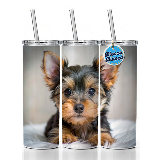 Silky Terrier Dog Puppy Photo Skinny Tumbler 20oz with Straw Insulated Water Bottle Gift