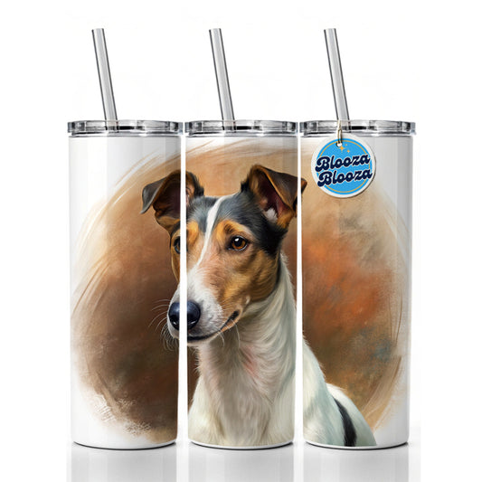 Smooth Fox Terrier Dog Illustration Skinny Tumbler 20oz with Straw Insulated Water Bottle Gift