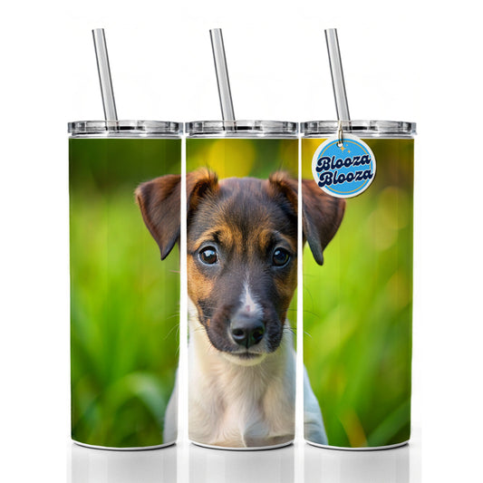 Smooth Fox Terrier Dog Puppy Photo Skinny Tumbler 20oz with Straw Insulated Water Bottle Gift
