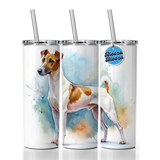 Smooth Fox Terrier Dog Watercolor Style Skinny Tumbler 20oz with Straw Insulated Water Bottle Gift