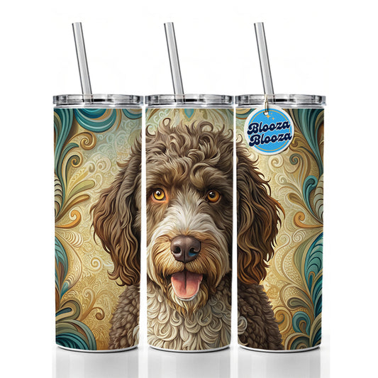 Spanish Water Dog Art Nouveau Skinny Tumbler 20oz with Straw Insulated Water Bottle Gift