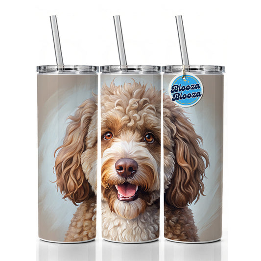 Spanish Water Dog Illustration Skinny Tumbler 20oz with Straw Insulated Water Bottle Gift