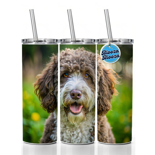 Spanish Water Dog Photo Skinny Tumbler 20oz with Straw Insulated Water Bottle Gift