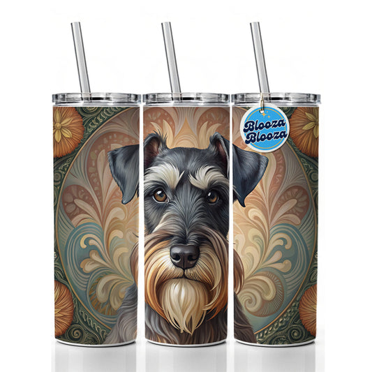Standard Schnauzer Dog Art Nouveau Skinny Tumbler 20oz with Straw Insulated Water Bottle Gift
