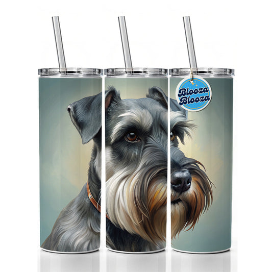 Standard Schnauzer Dog Illustration Skinny Tumbler 20oz with Straw Insulated Water Bottle Gift