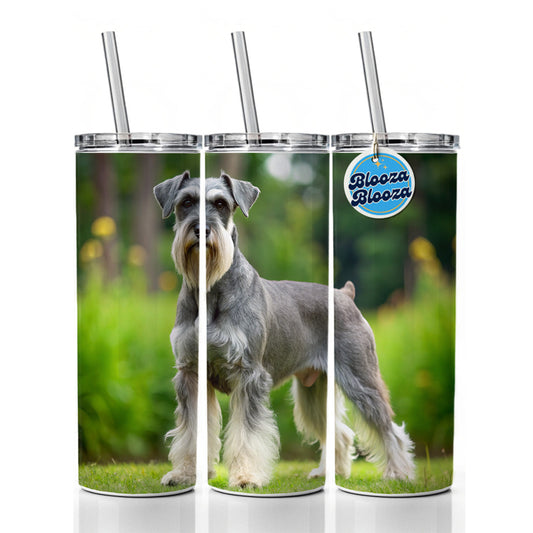 Standard Schnauzer Dog Photo Skinny Tumbler 20oz with Straw Insulated Water Bottle Gift