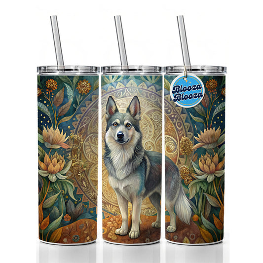Swedish Vallhund Dog Art Nouveau Skinny Tumbler 20oz with Straw Insulated Water Bottle Gift