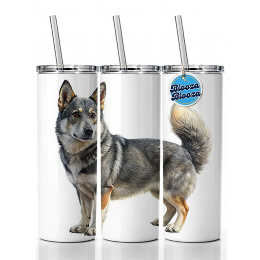 Swedish Vallhund Dog Illustration Skinny Tumbler 20oz with Straw Insulated Water Bottle Gift