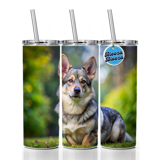 Swedish Vallhund Dog Photo Skinny Tumbler 20oz with Straw Insulated Water Bottle Gift