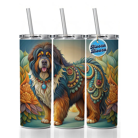 Tibetan Mastiff Dog Art Nouveau Skinny Tumbler 20oz with Straw Insulated Water Bottle Gift
