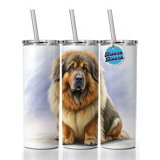 Tibetan Mastiff Dog Illustration Skinny Tumbler 20oz with Straw Insulated Water Bottle Gift