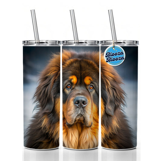Tibetan Mastiff Dog Photo Skinny Tumbler 20oz with Straw Insulated Water Bottle Gift