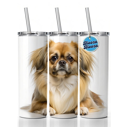 Tibetan Spaniel Dog Photo Skinny Tumbler 20oz with Straw Insulated Water Bottle Gift