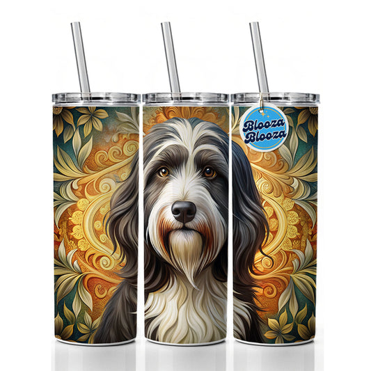 Tibetan Terrier Dog Art Nouveau Skinny Tumbler 20oz with Straw Insulated Water Bottle Gift
