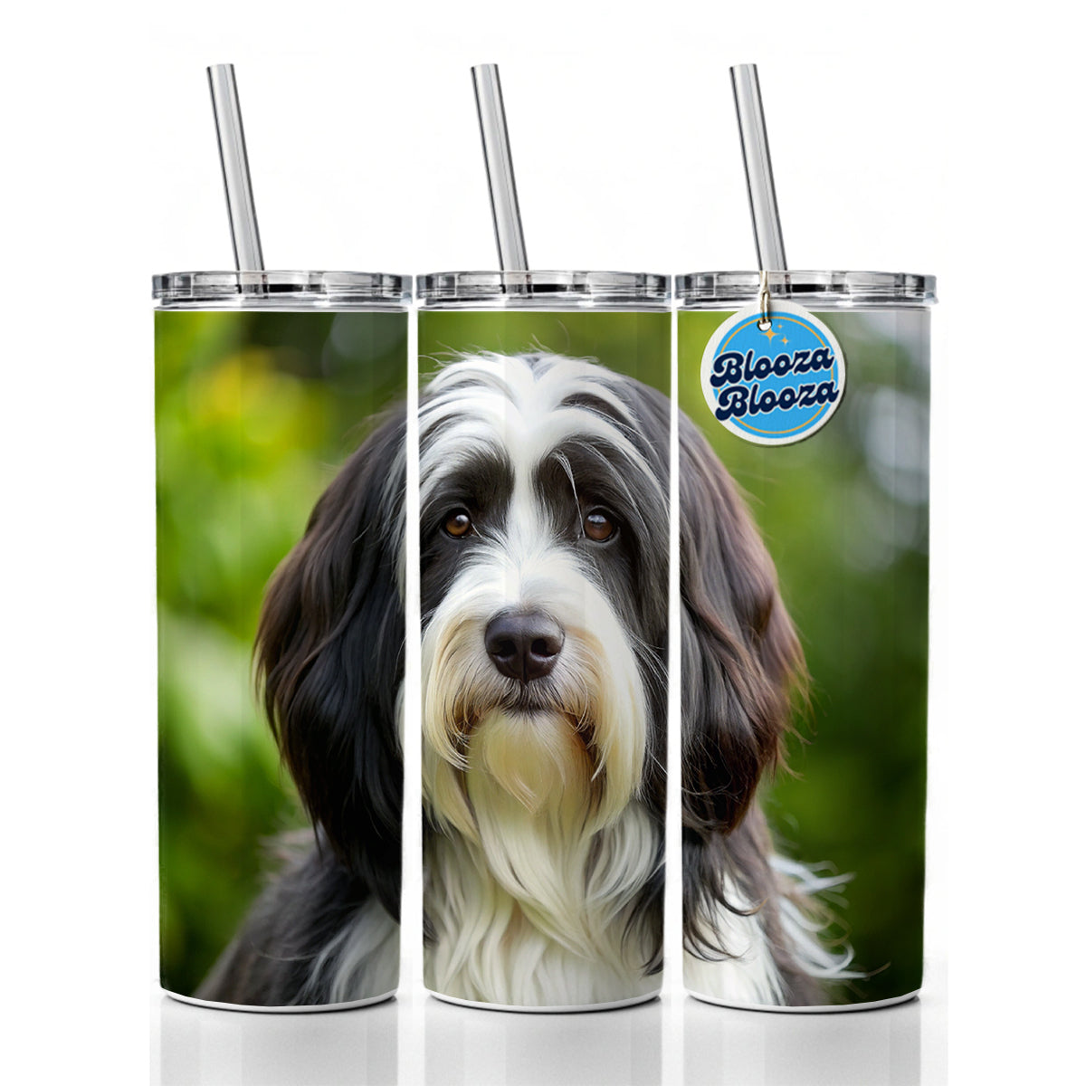 Tibetan Terrier Dog Photo Skinny Tumbler 20oz with Straw Insulated Water Bottle Gift