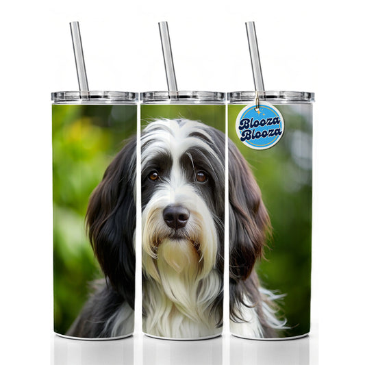 Tibetan Terrier Dog Photo Skinny Tumbler 20oz with Straw Insulated Water Bottle Gift