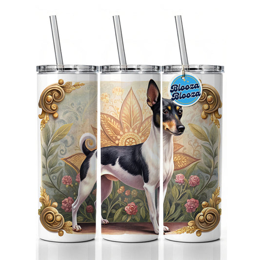 Toy Fox Terrier Dog Art Nouveau Skinny Tumbler 20oz with Straw Insulated Water Bottle Gift