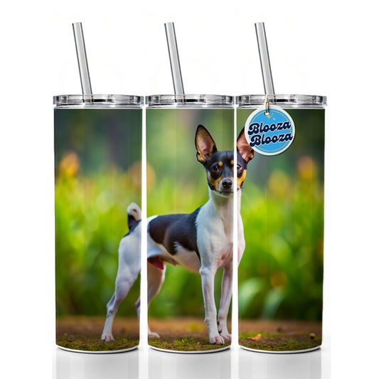 Toy Fox Terrier Dog Photo Skinny Tumbler 20oz with Straw Insulated Water Bottle Gift