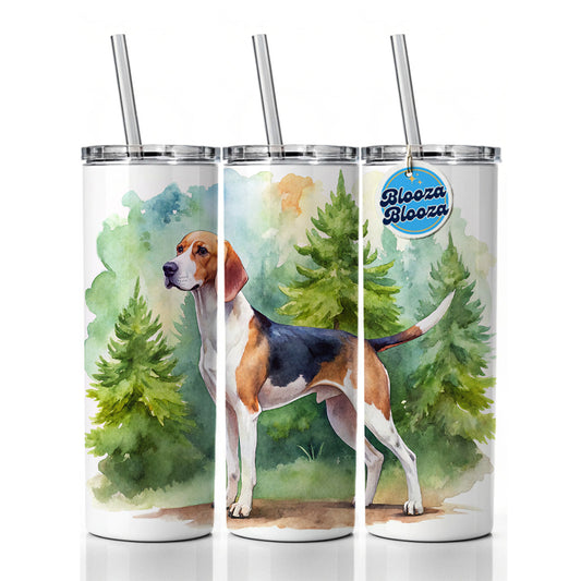 Treeing Walker Coonhound Dog Watercolor Style Skinny Tumbler 20oz with Straw Insulated Water Bottle Gift