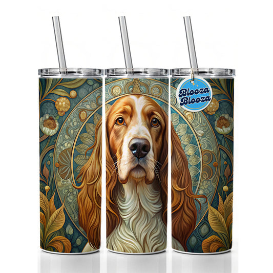 Welsh Springer Spaniel Dog Art Nouveau Skinny Tumbler 20oz with Straw Insulated Water Bottle Gift