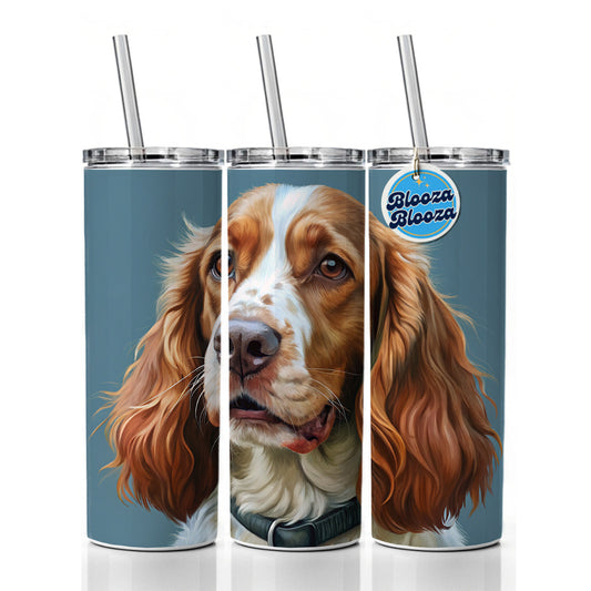 Welsh Springer Spaniel Dog Illustration Skinny Tumbler 20oz with Straw Insulated Water Bottle Gift