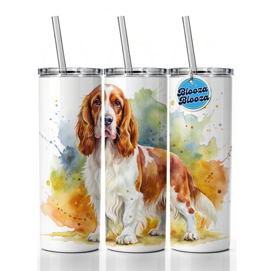 Welsh Springer Spaniel Dog Watercolor Style Skinny Tumbler 20oz with Straw Insulated Water Bottle Gift