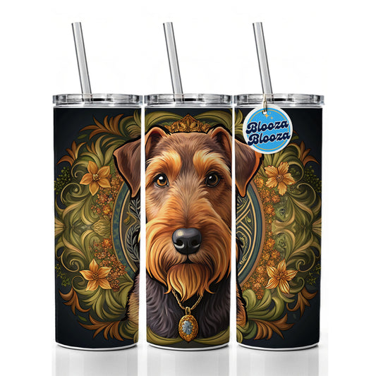Welsh Terrier Dog Art Nouveau Skinny Tumbler 20oz with Straw Insulated Water Bottle Gift