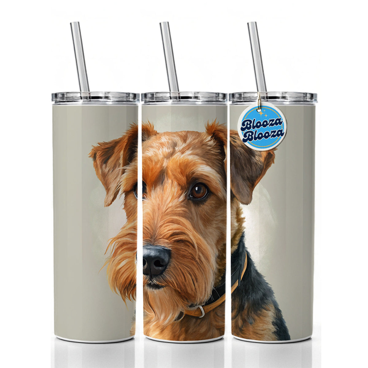 Welsh Terrier Dog Illustration Skinny Tumbler 20oz with Straw Insulated Water Bottle Gift