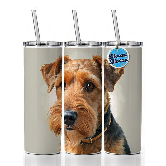 Welsh Terrier Dog Illustration Skinny Tumbler 20oz with Straw Insulated Water Bottle Gift