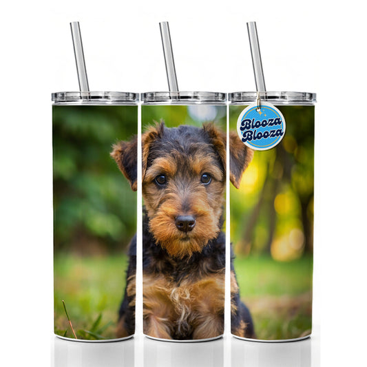 Welsh Terrier Dog Puppy Photo Skinny Tumbler 20oz with Straw Insulated Water Bottle Gift