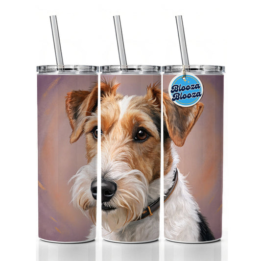 Wire Fox Terrier Dog Illustration Skinny Tumbler 20oz with Straw Insulated Water Bottle Gift