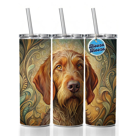 Wirehaired Vizsla Dog Art Nouveau Skinny Tumbler 20oz with Straw Insulated Water Bottle Gift